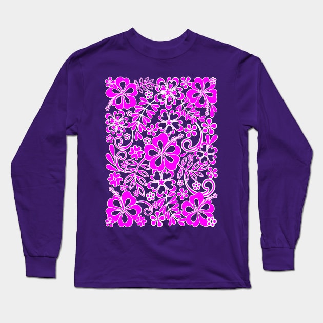 Hibiscus Pink and Purple Pattern Long Sleeve T-Shirt by BluedarkArt